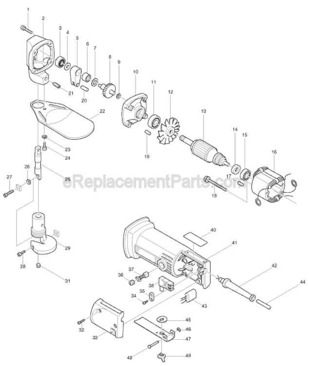 Page A Diagram and Parts List for JS1600  Makita Nibbler & Shears