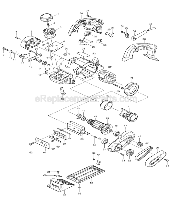 Page A Diagram and Parts List for KP0810  Makita Planer Jointer