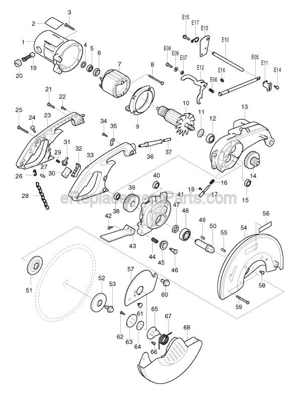 Page A Diagram and Parts List for LC1230  Makita Chop Saw