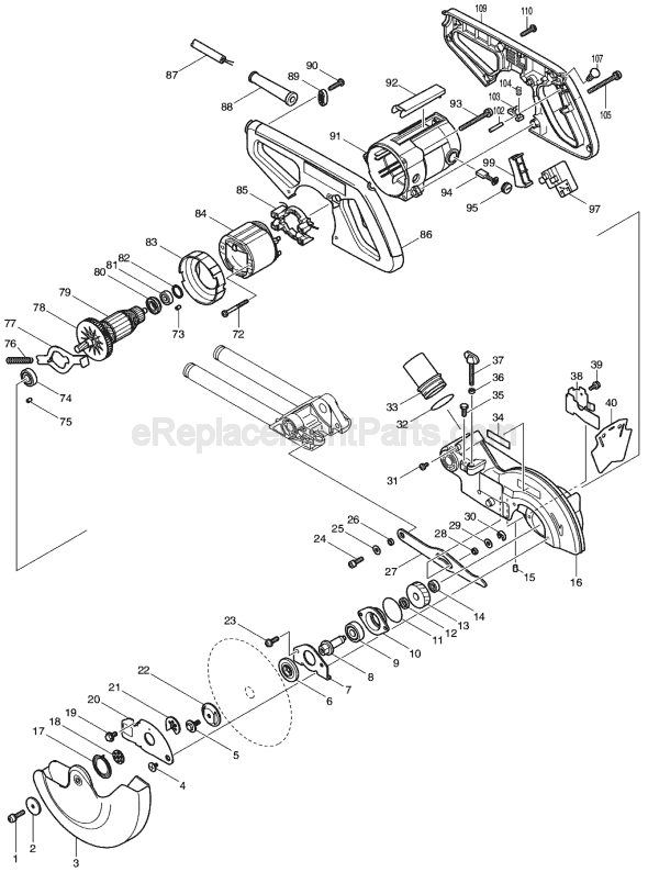Page A Diagram and Parts List for LS0714  Makita Miter Saw