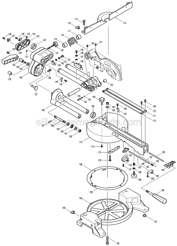 Page B Diagram and Parts List for LS0714  Makita Miter Saw