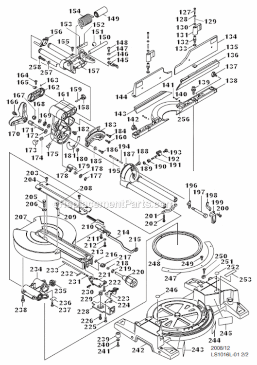 Page A Diagram and Parts List for LS1016LX5  Makita Miter Saw
