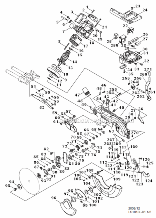 Page C Diagram and Parts List for LS1016LX5  Makita Miter Saw