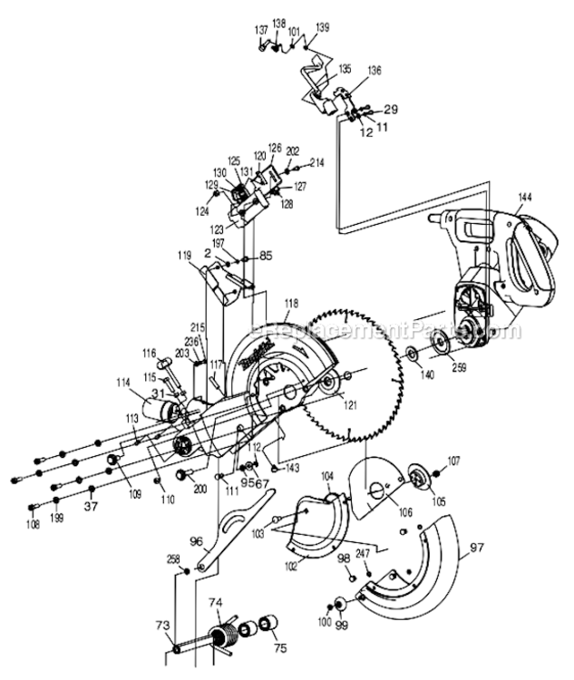 Page D Diagram and Parts List for LS1018  Makita Miter Saw