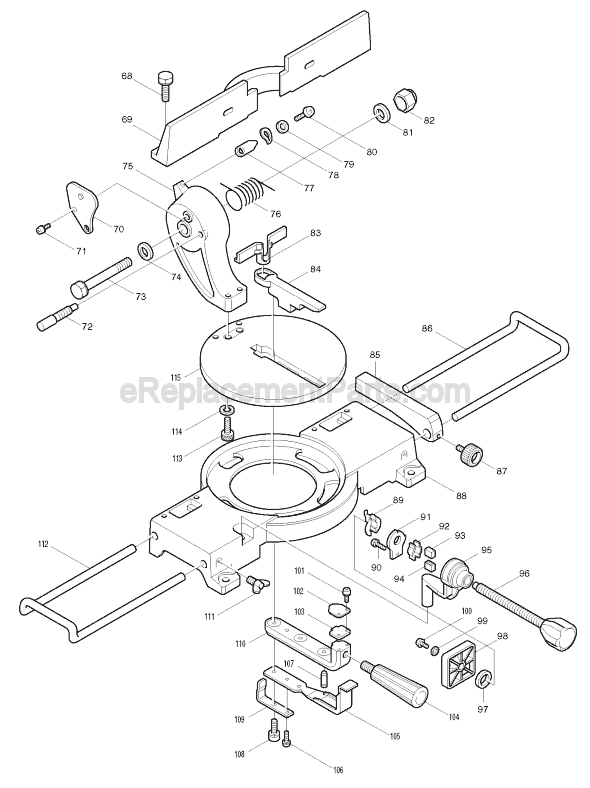 Page B Diagram and Parts List for LS1020  Makita Miter Saw