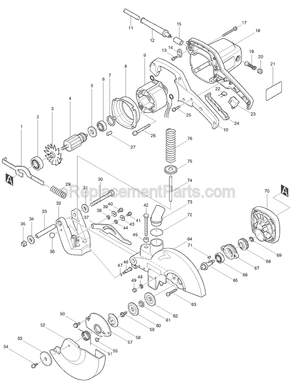 Page A Diagram and Parts List for LS1030  Makita Miter Saw