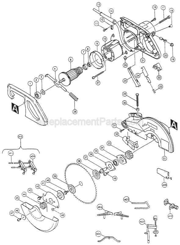 Page A Diagram and Parts List for LS1040F  Makita Miter Saw
