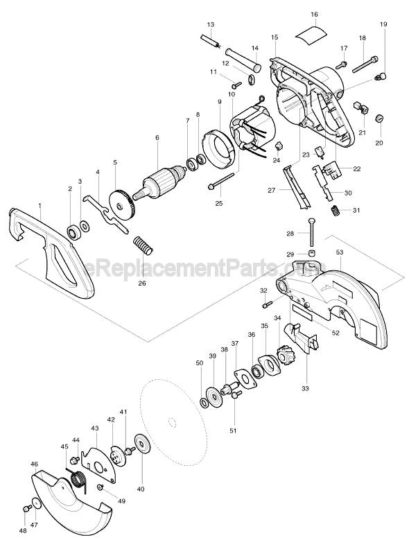 Page A Diagram and Parts List for LS1045  Makita Miter Saw