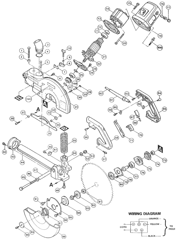 Page A Diagram and Parts List for LS1211  Makita Miter Saw