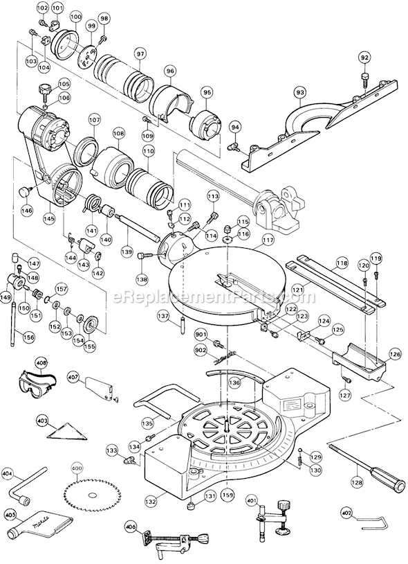 Page B Diagram and Parts List for LS1211  Makita Miter Saw
