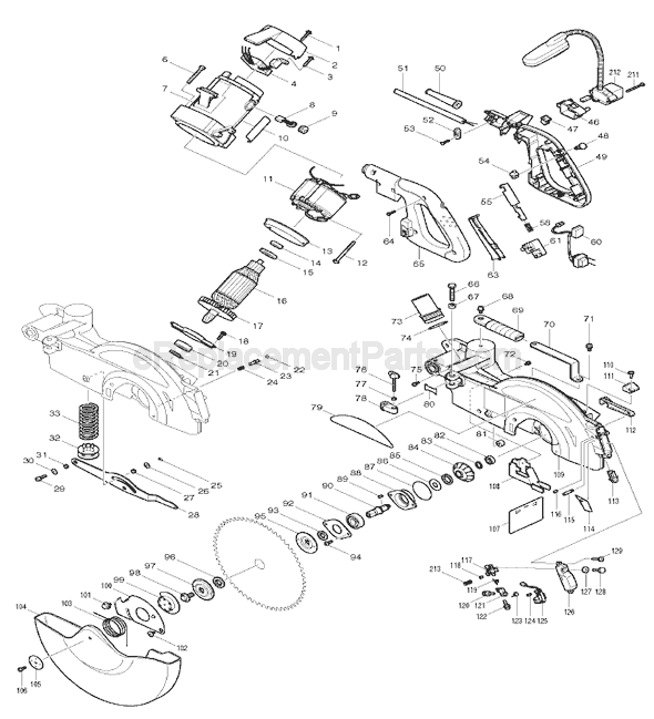 Page A Diagram and Parts List for LS1214FL  Makita Miter Saw