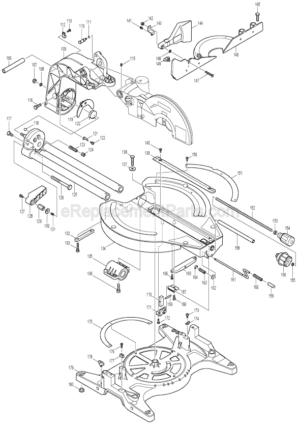 Page B Diagram and Parts List for LS1214  Makita Miter Saw