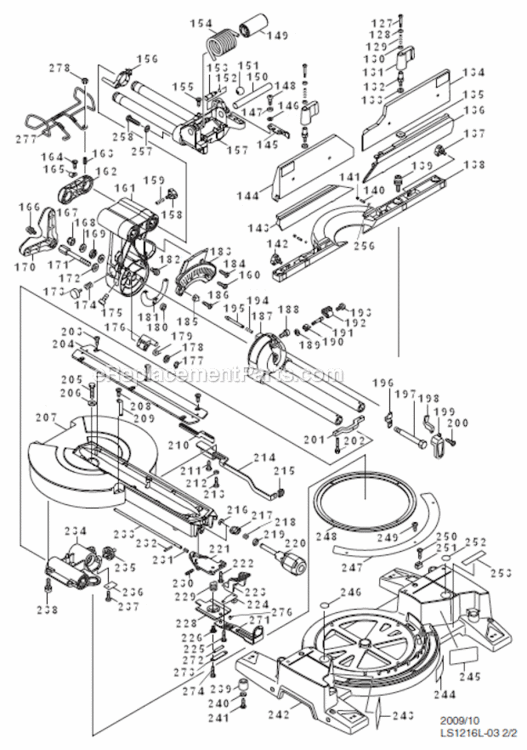 Page A Diagram and Parts List for LS1216LX4  Makita Miter Saw