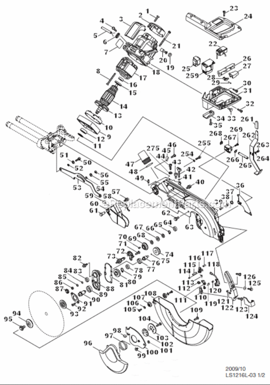 Page B Diagram and Parts List for LS1216LX4  Makita Miter Saw