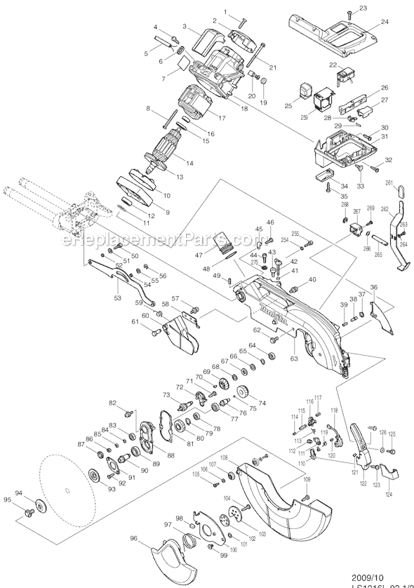 Page B Diagram and Parts List for LS1216LX  Makita Miter Saw