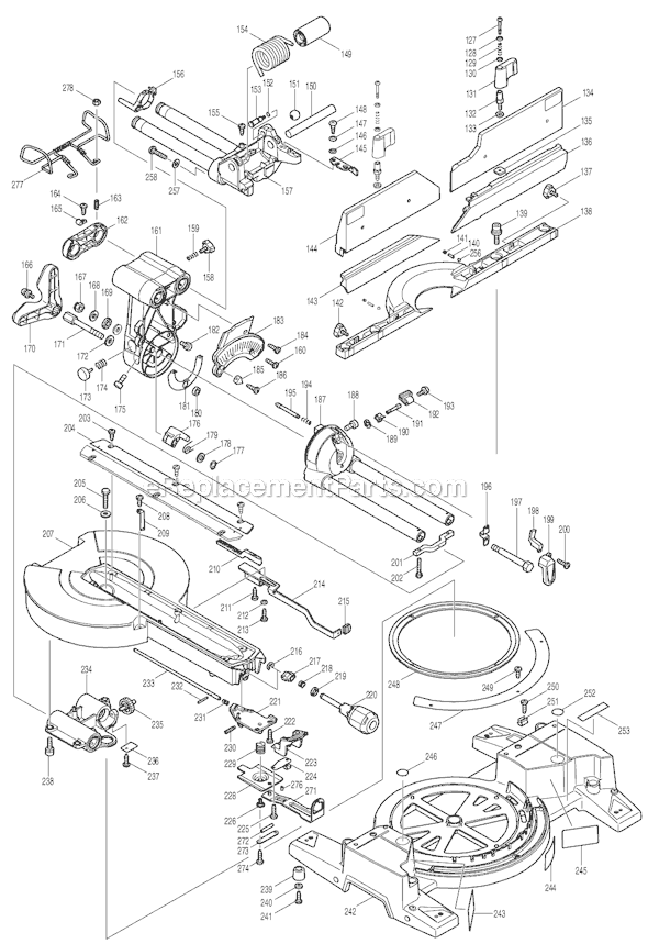 Page A Diagram and Parts List for LS1216L  Makita Miter Saw