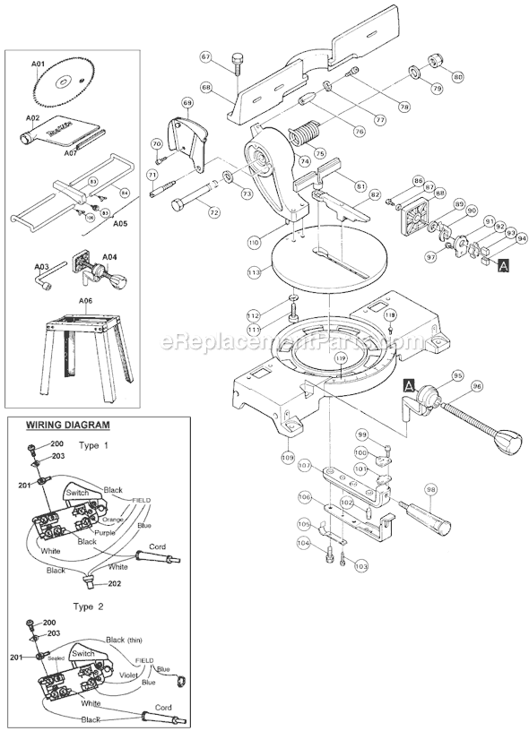 Page B Diagram and Parts List for LS1440  Makita Miter Saw