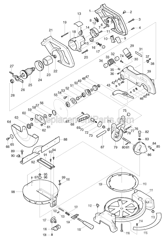 Page A Diagram and Parts List for LS800D  Makita Miter Saw