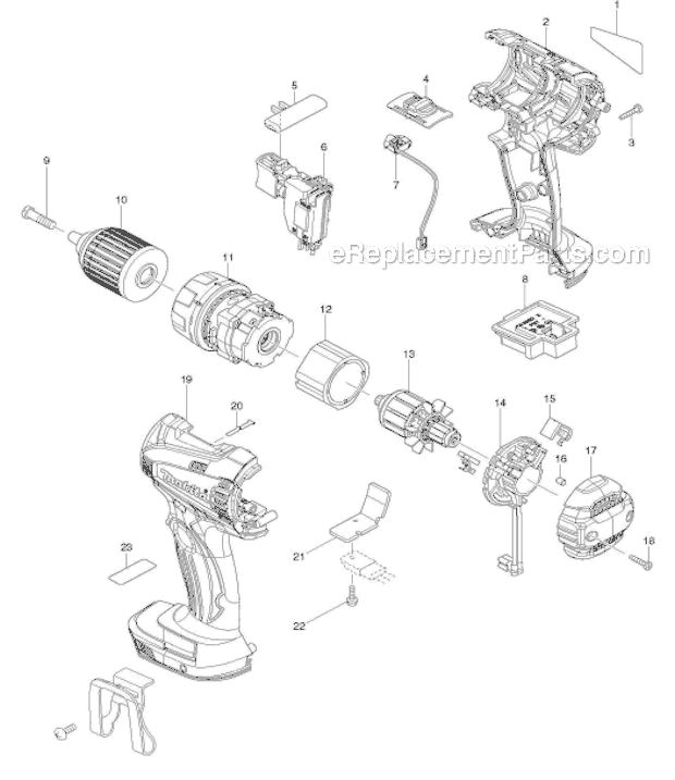Page A Diagram and Parts List for LXFD01  Makita Hammer Drill