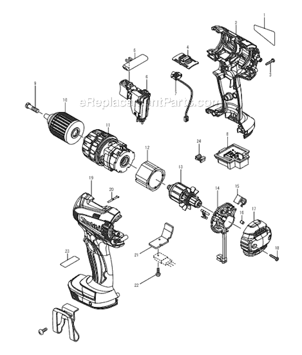 Page A Diagram and Parts List for LXPH01  Makita Hammer Drill
