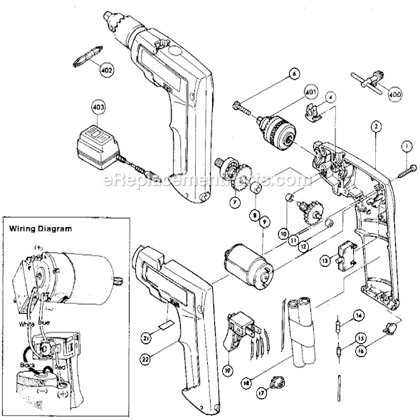 Page A Diagram and Parts List for M001  Makita Cordless Drill