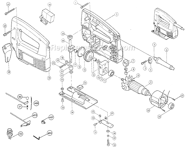 Page A Diagram and Parts List for M432  Makita Jig Saw