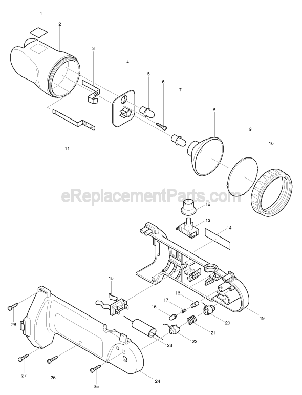 Page A Diagram and Parts List for ML140  Makita Worklight & Flashlight