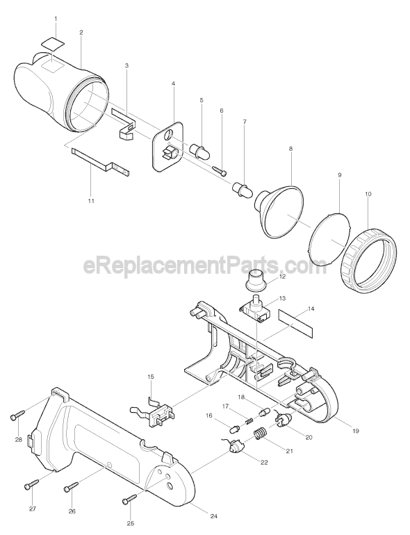 Page A Diagram and Parts List for ML180  Makita Worklight & Flashlight