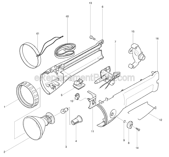 Page A Diagram and Parts List for ML900  Makita Worklight & Flashlight