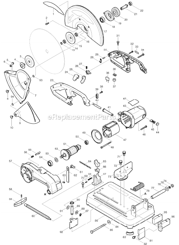 Page A Diagram and Parts List for MT240  Makita Chop Saw