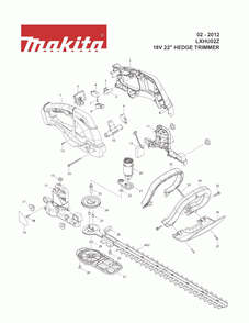 Page 1 Diagram and Parts List for LXHU02Z Type 1 Makita Trimmer