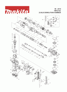 Page 1 Diagram and Parts List for HM1213C Type 1 Makita Demolition Hammer