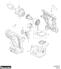 Part Location Diagram of 232518-5 Makita Compression Spring 4, Xtu02