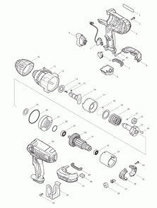 Page 1 Diagram and Parts List for XWT04M  Makita Drill