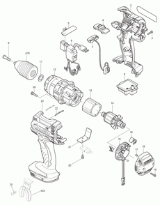 Page 1 Diagram and Parts List for BDF454Z Type 3 Makita Drill