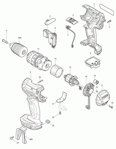 Page 1 Diagram and Parts List for BDF452H Type 3 Makita Drill
