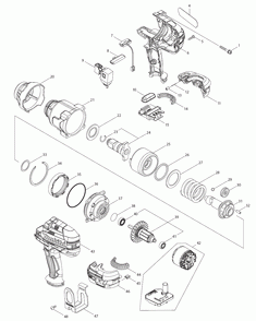 Page 1 Diagram and Parts List for XWT07T  Makita Drill
