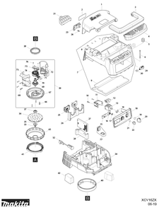 Diagram Diagram and Parts List for XCV16ZX  Makita Utility Vacuum