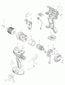 Page 1 Diagram and Parts List for XFD01CW  Makita Drill