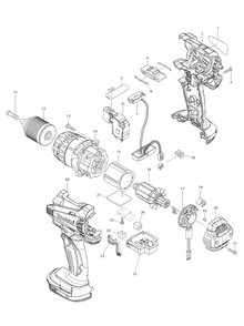 Fig-0 Diagram and Parts List for LXPH03PARTS  Makita Cordless Drill