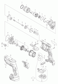 Page 1 Diagram and Parts List for XSF04Z  Makita Screwdriver