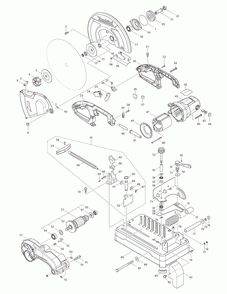 Page 1 Diagram and Parts List for LW1400X2  Makita Grinder