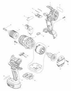 Page 1 Diagram and Parts List for XFD07T  Makita Drill