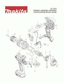 Page 1 Diagram and Parts List for LXPH03ZX Type 2 Makita Drill