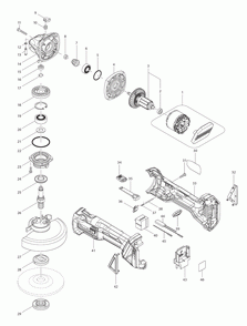 Page 1 Diagram and Parts List for XAG04Z  Makita Grinder
