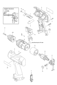 Page 1 Diagram and Parts List for 6337DWAE  Makita Drill