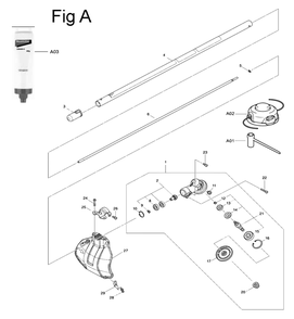 Fig-1 Diagram and Parts List for XUX02SM1X3  Makita Trimmer