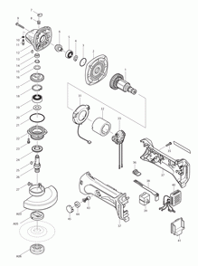 Page 1 Diagram and Parts List for BGA450Z Type 2 Makita Grinder