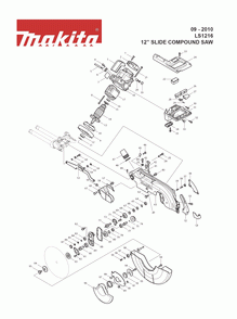 Page 2 Diagram and Parts List for LS1216 Type 2 Makita Saw