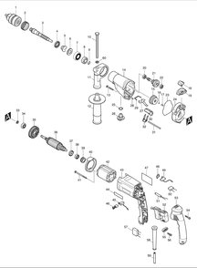 Page 1 Diagram and Parts List for HP2050 Type 1 Makita Drill